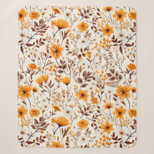 Watercolor Autumn Fall Flowers And Leaves Sherpa Blanket