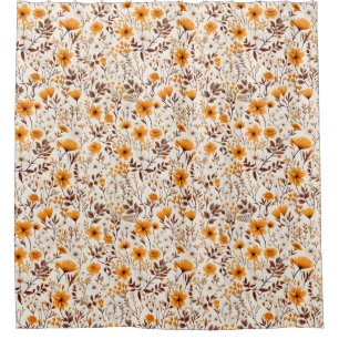 Watercolor Autumn Fall Flowers And Leaves Shower Curtain