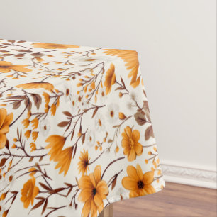Watercolor Autumn Fall Flowers And Leaves Tablecloth