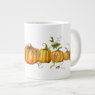 Watercolor Autumn Fall Harvest Pumpkins Large Coffee Mug