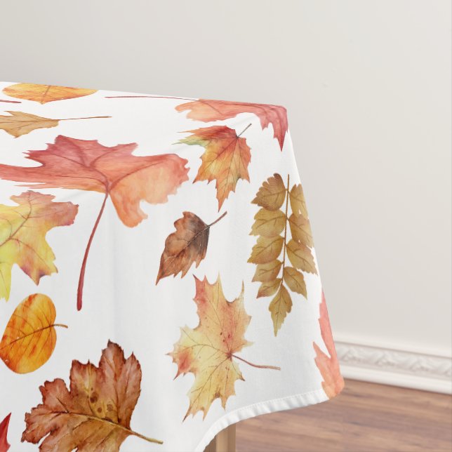 Watercolor Autumn Fall Leaves Seamless Pattern Tablecloth (In Situ)