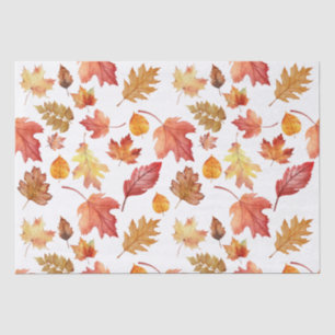 Watercolor Autumn Fall Leaves Seamless Pattern Tissue Paper