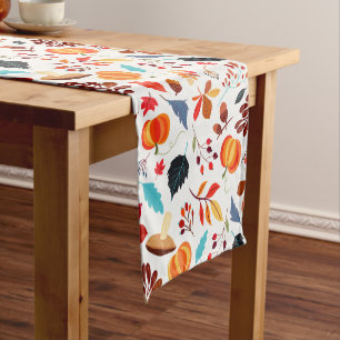 Watercolor Autumn Fall Modern Thanksgiving Floral Short Table Runner