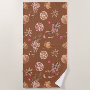 Watercolor Autumn Fall Thanksgiving Beach Towel