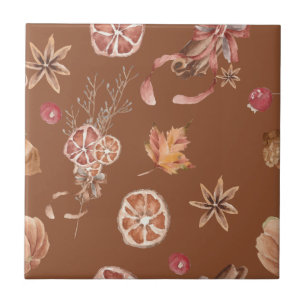 Watercolor Autumn Fall Thanksgiving Tile