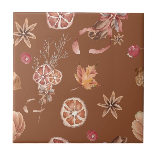 Watercolor Autumn Fall Thanksgiving Tile (Front)