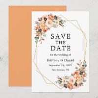 Watercolor Autumn Floral Geo Frame Peach