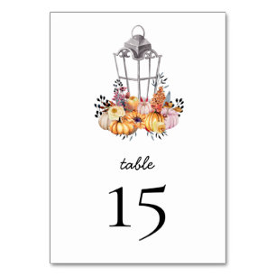 Watercolor Autumn Floral Pumpkin Table Card