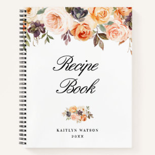 watercolor autumn floral Recipe Book