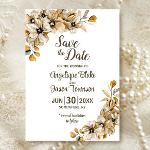 Watercolor Autumn Floral Wedding Save The Date