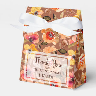 Watercolor Autumn Flowers Bridal Shower Favour Box