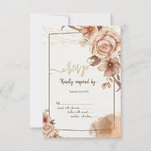 Watercolor Autumn Flowers RSVP  Invitation
