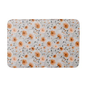 Watercolor Autumn Flowers Simplistic Botanical Bath Mat