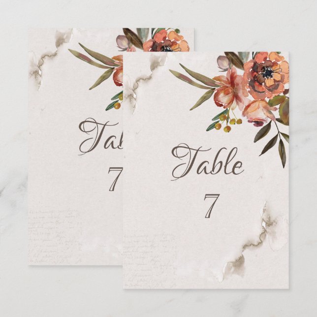 Watercolor Autumn Flowers Table   Invitation (Front/Back)