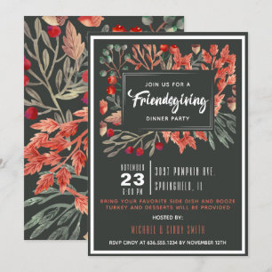 Watercolor Autumn Foliage Friendsgiving Invitation