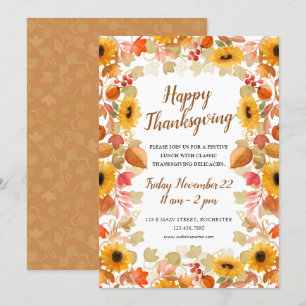 watercolor autumn foliage thanksgiving invite