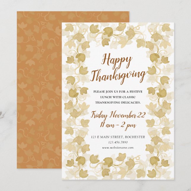 watercolor autumn foliage thanksgiving invite (Front/Back)
