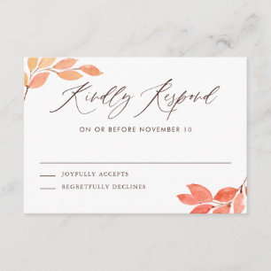 Watercolor Autumn Foliage Wedding RSVP Enclosure Card