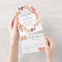 Watercolor Autumn Foliage Wreath Fall Wedding