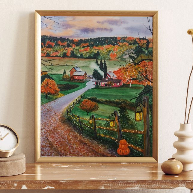 Watercolor Autumn Haloween countryside Poster (Creator Uploaded)