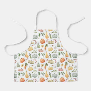 Watercolor Autumn Harvest Pattern Apron
