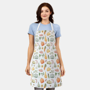 Watercolor Autumn Harvest Pattern Apron