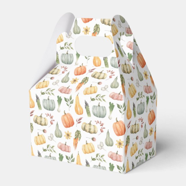 Watercolor Autumn Harvest Pattern Favour Box (Front Side)