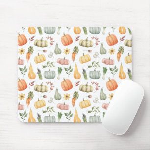 Watercolor Autumn Harvest Pattern Mouse Mat