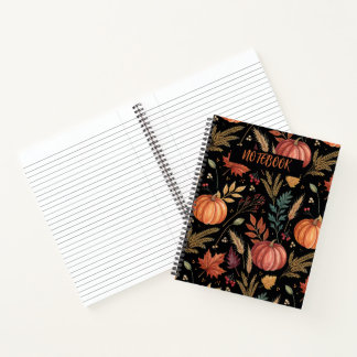 Watercolor Autumn Harvest Pattern Notebook