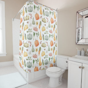 Watercolor Autumn Harvest Pattern Shower Curtain