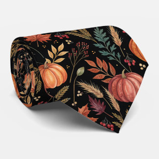 Watercolor Autumn Harvest Pattern Tie