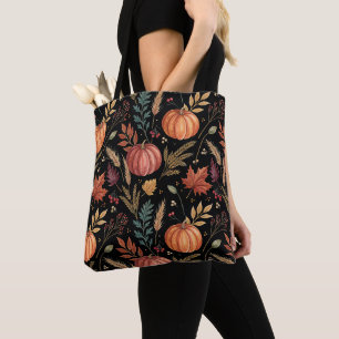 Watercolor Autumn Harvest Pattern Tote Bag