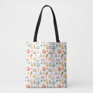 Watercolor Autumn Harvest Pattern Tote Bag