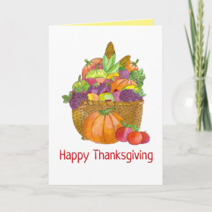 Watercolor Autumn Harvest Thanksgiving Card