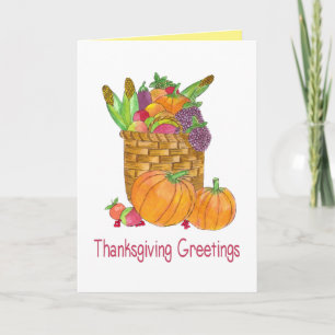 Watercolor Autumn Harvest Thanksgiving Card