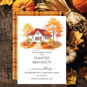 Watercolor Autumn House Moving Announcement