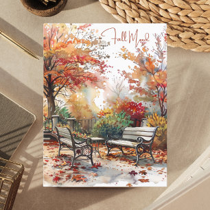 Watercolor Autumn in the Park Fall Mood Postcard