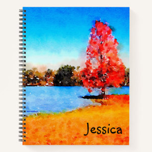Watercolor Autumn Lake Notebook