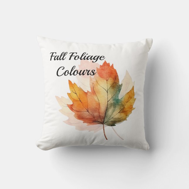 Watercolor Autumn Leaf  Modern Throw Pillow  (Front)