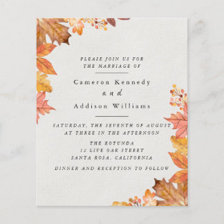 Watercolor Autumn Leaf Wedding Invitation Flyer