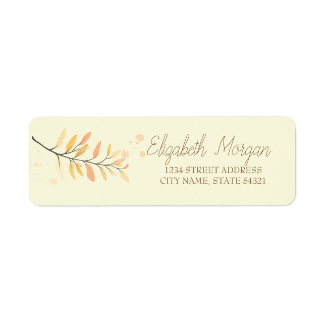 Watercolor Autumn Leaves  Address Label (Front)