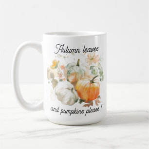Watercolor  Autumn leaves and pumpkins please Coffee Mug