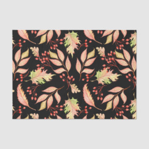 Watercolor Autumn Leaves and Red Wild Berries Tissue Paper