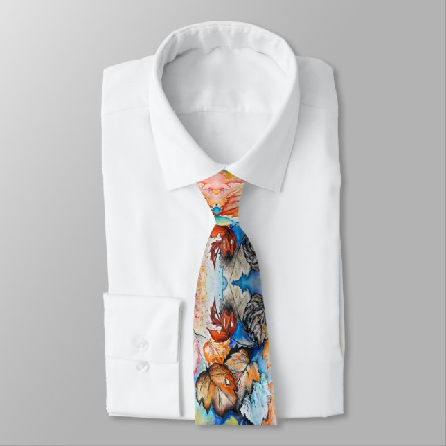 Watercolor - Autumn Leaves - Art - Tie (Tied)