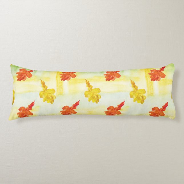 watercolor autumn leaves body cushion (Front)