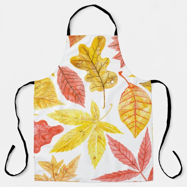 Watercolor autumn leaves, colourful pattern. apron (Front)