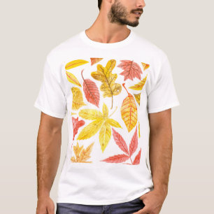 Watercolor autumn leaves, colourful pattern. T-Shirt