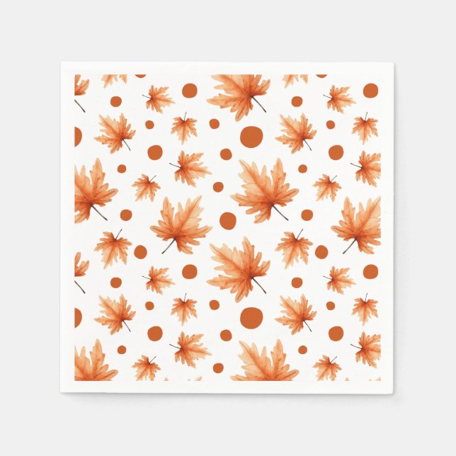 Watercolor Autumn Leaves Fall Foliage Thanksgiving Napkin (Front)