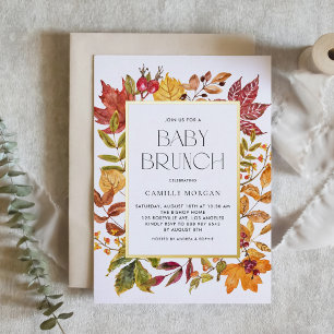 Watercolor Autumn Leaves Frame Fall Baby Brunch