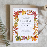 Watercolor Autumn Leaves Frame Fall Wedding Invitation<br><div class="desc">This wedding invitation features a soft watercolor foliage frame in rich autumn shades like rust, amber, and olive green. The design brings a warm, seasonal touch that’s perfect for fall weddings with a rustic or nature-inspired theme. You can easily add your names, wedding date, and event details to make it...</div>